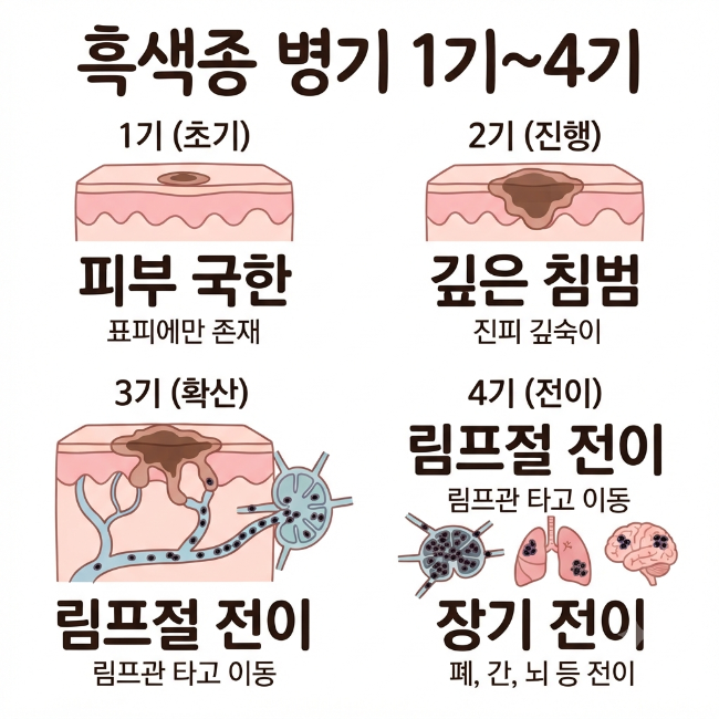 흑색종 병기 총정리｜1기부터 4기까지 진행 단계와 예후 차이