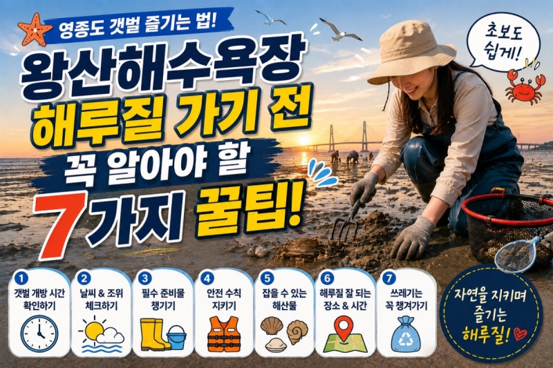 왕산해수욕장 해루질 가기 전 꼭 알아야 할 7가지 꿀팁! 영종도 갯벌 즐기는 법