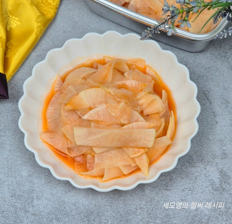 냉면무절임 만들기 냉면무김치 저당 버전 새콤달콤 무초절임 레시피