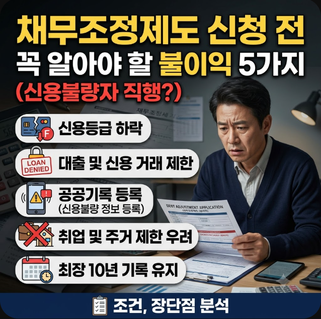 채무조정제도 신청 전 꼭 알아야 할 불이익 5가지 (신용불량자 직행?) '조건, 장단점'