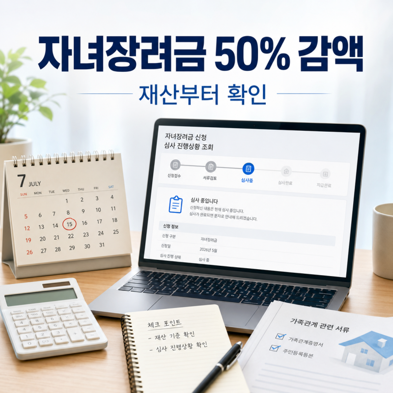 자녀장려금 50% 감액 기준,7월 심사 중에는 재산부터 확인하세요