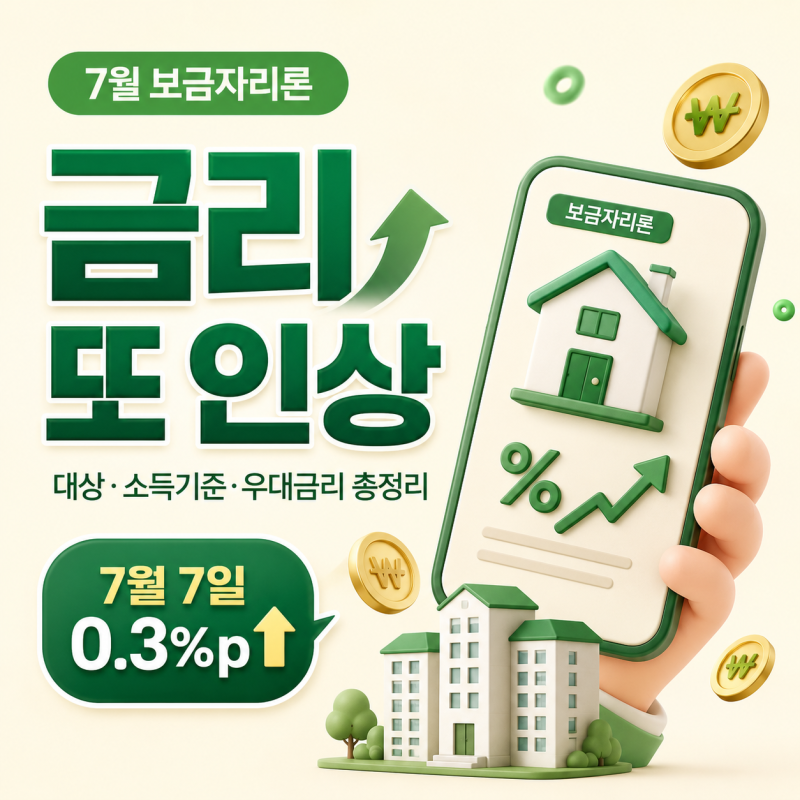 7월 보금자리론 금리 또 인상, 대상·소득기준·우대금리 총정리