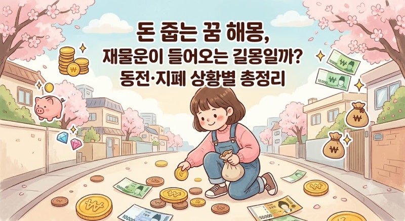 돈 줍는 꿈 해몽, 재물운이 들어오는 길몽일까? 동전·지폐 상황별 총정리