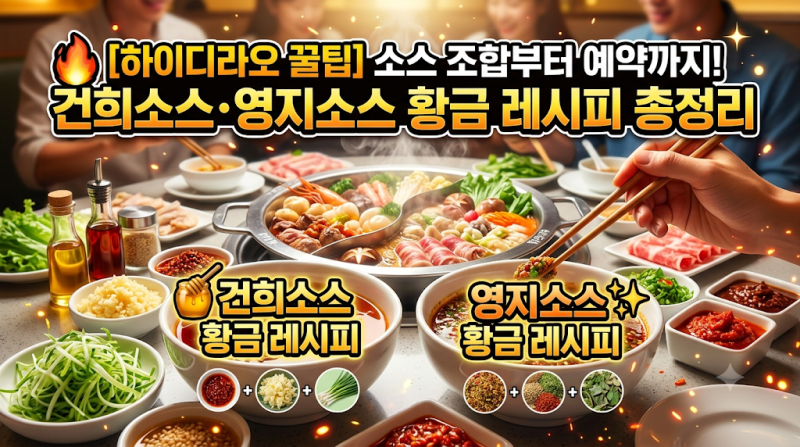 [하이디라오 꿀팁] 소스 조합부터 예약까지! 건희소스·영지소스 황금 레시피 총정리