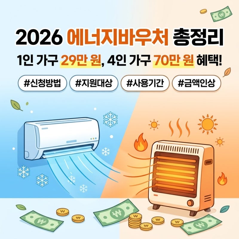 2026 에너지바우처 신청방법 지원대상 지원금액 사용기간 총정리