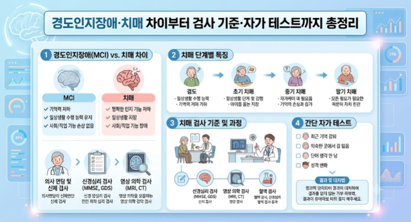 경도인지장애 치매 차이부터 검사 기준·자가 테스트까지 총정리