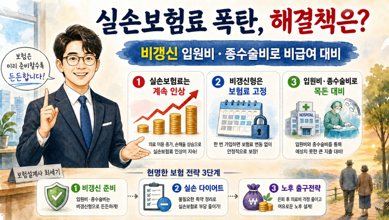 실손보험료 폭탄 해결책! 비갱신 입원비·종수술비로 비급여 완벽 대비!