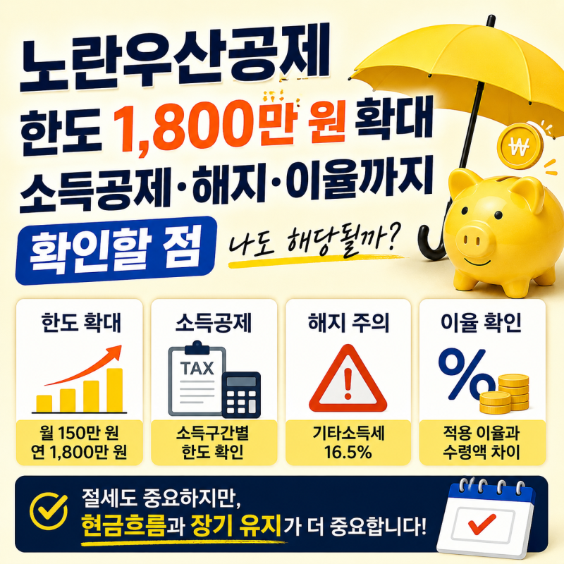 ‘1,800만 원 다 공제될까?’ 노란우산공제 한도 확대, 착각하면 손해 보는 포인트