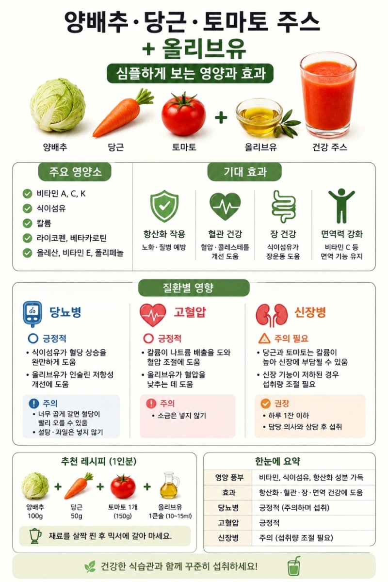 양배추 + 토마토 + 당근 주스