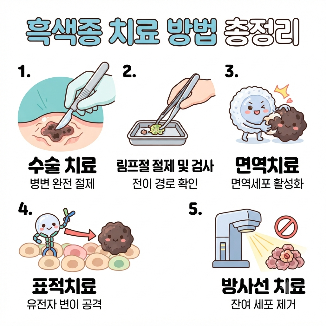 흑색종 치료 방법 총정리｜수술·면역치료·표적치료 선택 기준