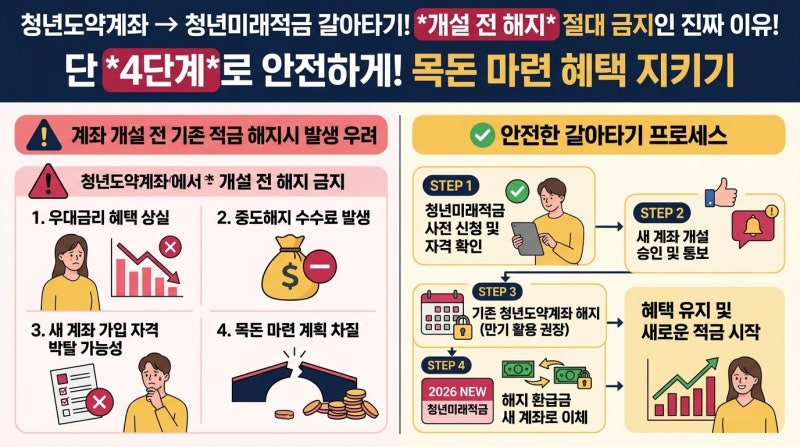 청년도약계좌에서 청년미래적금 갈아타기 계좌 개설 전 해지하면 안 되는 이유, 직접 비교해....