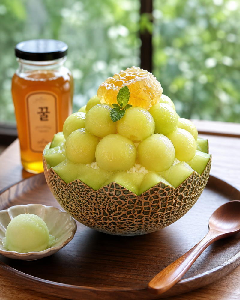 벌꿀집 메론 빙수