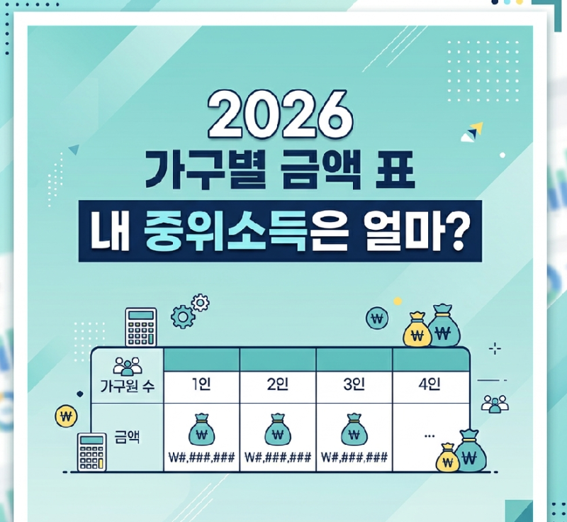 2026년 기준 중위소득 표 및 가구별 계산기 활용법 총정리,내 중위소득은 얼마?