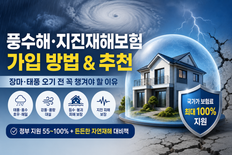 풍수해보험 지진재해보험 가입 방법 추천, 장마 태풍 오기 전 꼭 챙겨야 할 이유