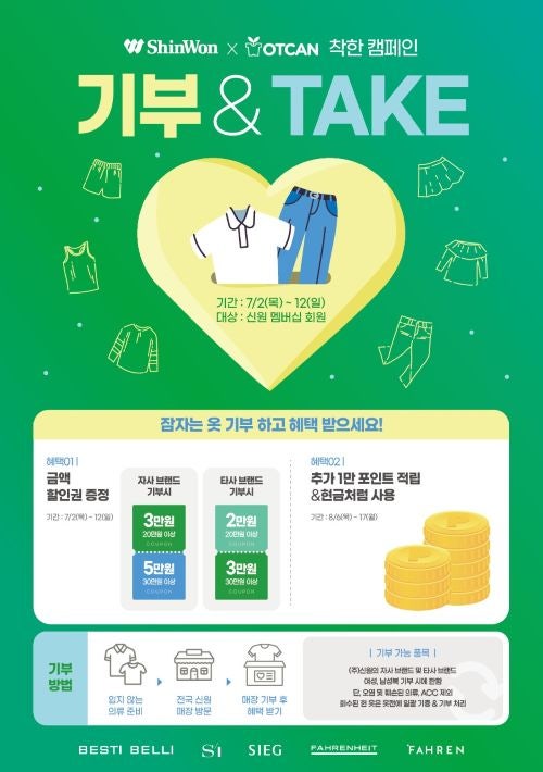 신원 옷캔과 헌 옷 기부, 기부 & TAKE