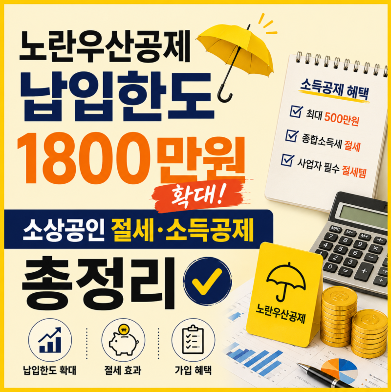 노란우산공제 납입한도 1800만원 확대, 소상공인 절세 소득공제 총정리