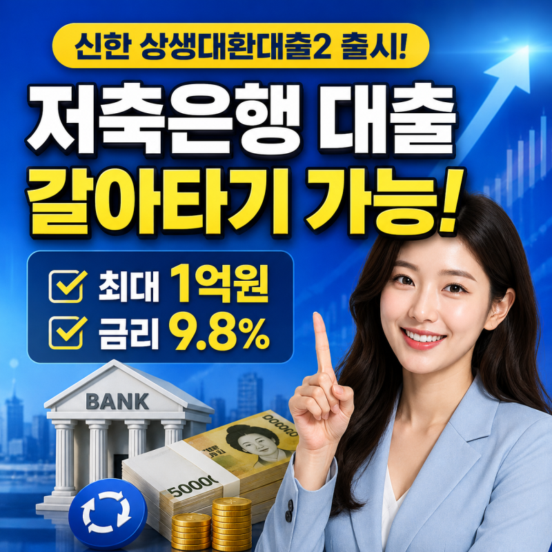 신한 상생대환대출2 출시, 저축은행 대출 갈아타기 가능 최대 1억원·금리 9.8%