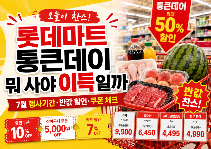 롯데마트 통큰데이 뭐 사야 이득일까｜7월 행사기간·반값 할인·쿠폰 체크