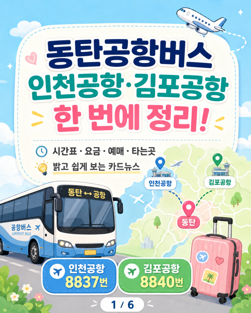 동탄공항버스, 인천공항·김포공항 리무진 시간표 요금 예매 타는곳 한 번에 정리