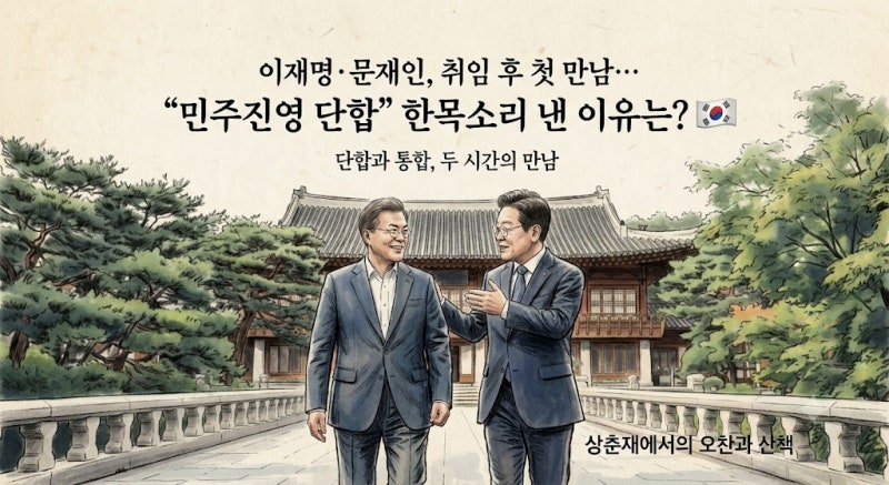 이재명·문재인, 취임 후 첫 만남…"민주진영 단합" 한목소리 낸 이유는?