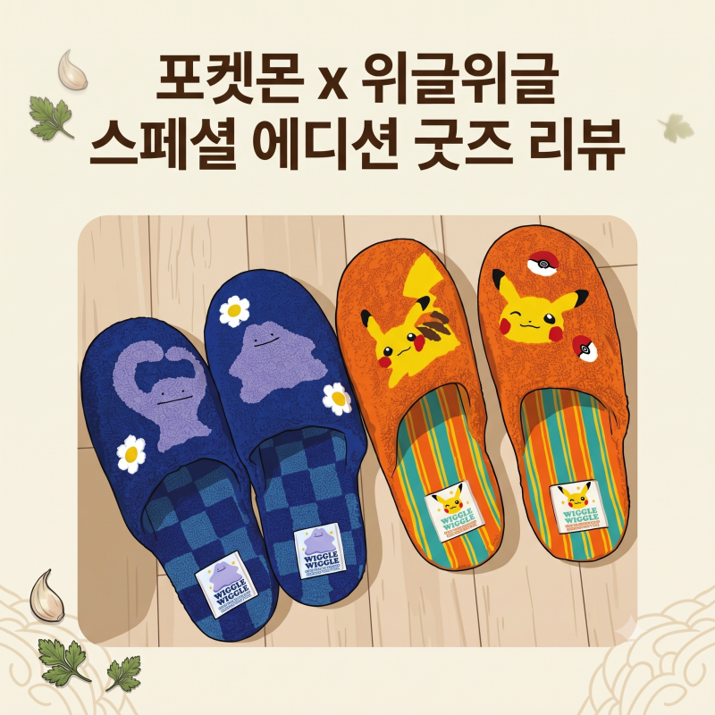 위글위글 포켓몬 스페셜 에디션 굿즈 리뷰, 홈슬리퍼 + 메탈 참 키링 메타몽 (남편 선물)