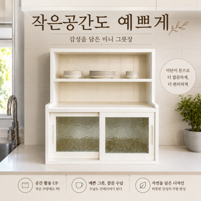 싱크대 위에 감성 주방 수납장으로 , 느낌있는 홈카페 까지