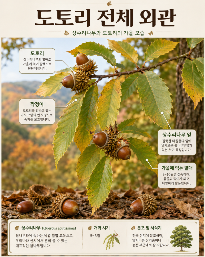 도토리(상수리나무) 건강정보: 참나무류의 가을 열매, 전통 식품 활용과 섭취 시 주의사항