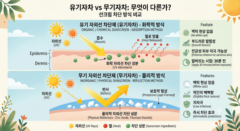 선크림 용어 : 유기자차, 무기자차 무슨뜻이지?