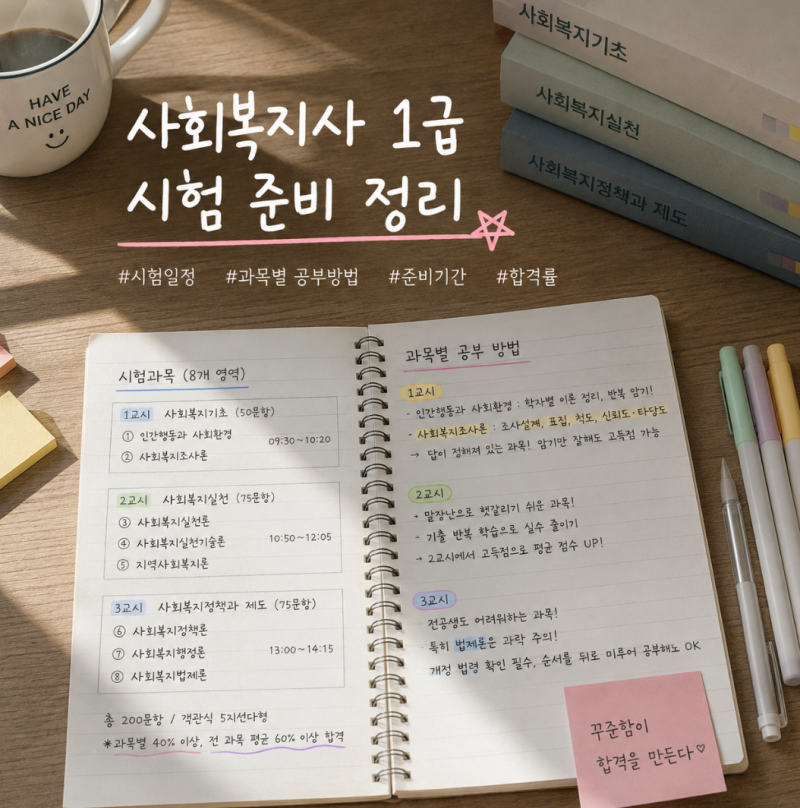 사회복지사 1급 시험 난이도 준비방법 기간