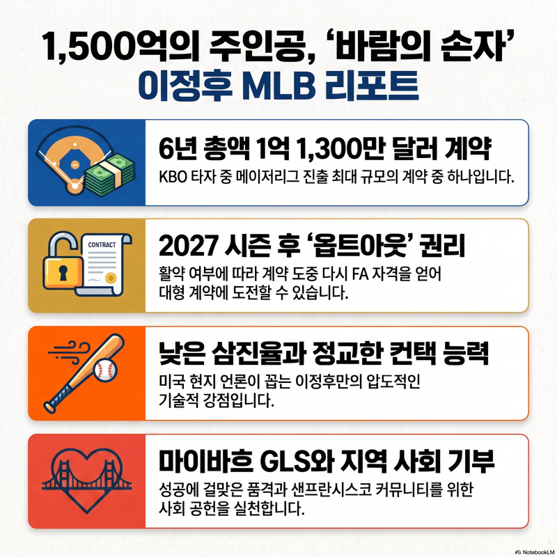 1,500억 메이저리거 '바람의 손자' 이정후! 계약부터 연봉·옵트아웃·자동차까지 총정리