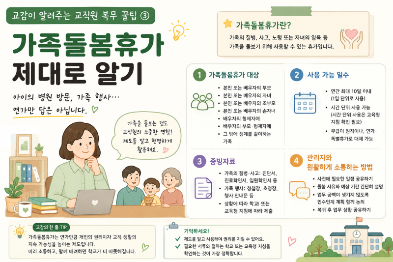 교감이 알려주는 교직원 복무 꿀팁 ③가족돌봄휴가 제대로 알기