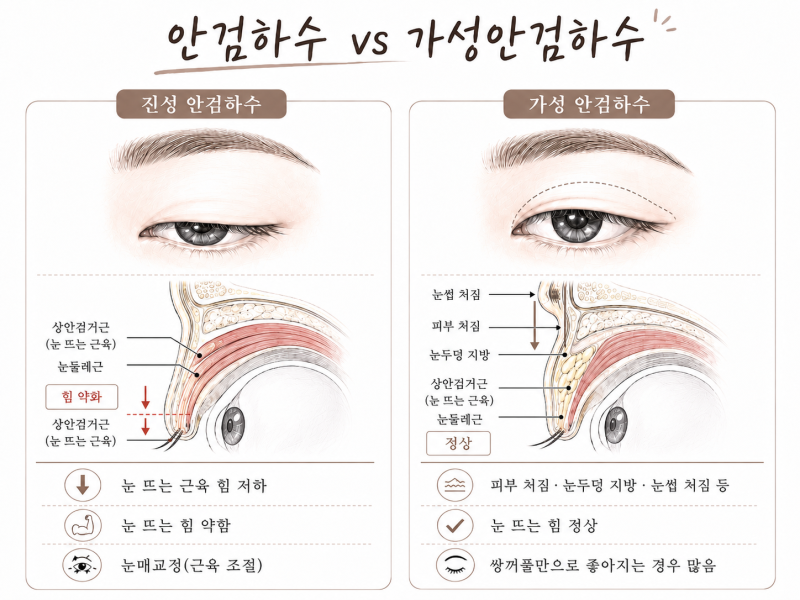 눈이 작아보이는 이유, 안검하수와 가성안검하수 구분부터