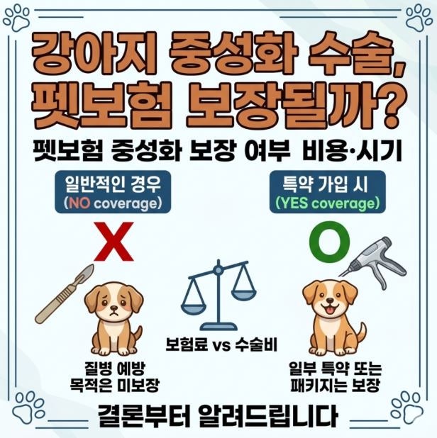 강아지 중성화 수술 펫보험 보장 여부, 결론부터 알려드립니다 (비용/시기 총정리)