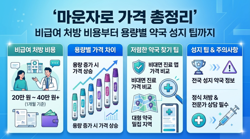 [마운자로 가격 총정리] 비급여 처방 비용부터 용량별 약국 성지 팁까지 대공개!
