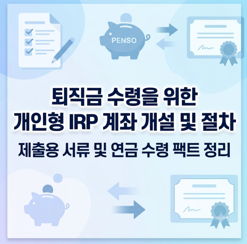 퇴직금 수령을 위한 개인형 IRP 계좌 개설 및 절차, 제출용 서류, 연금 수령
