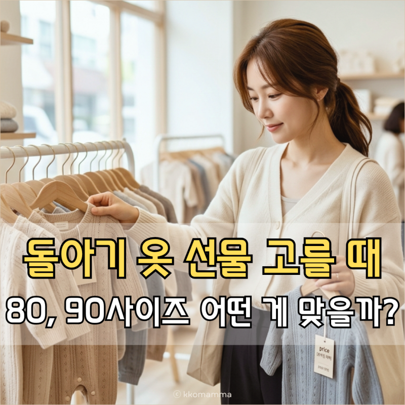 돌아기 옷 선물, 아기옷 80 90사이즈 어떤 게 맞을까?