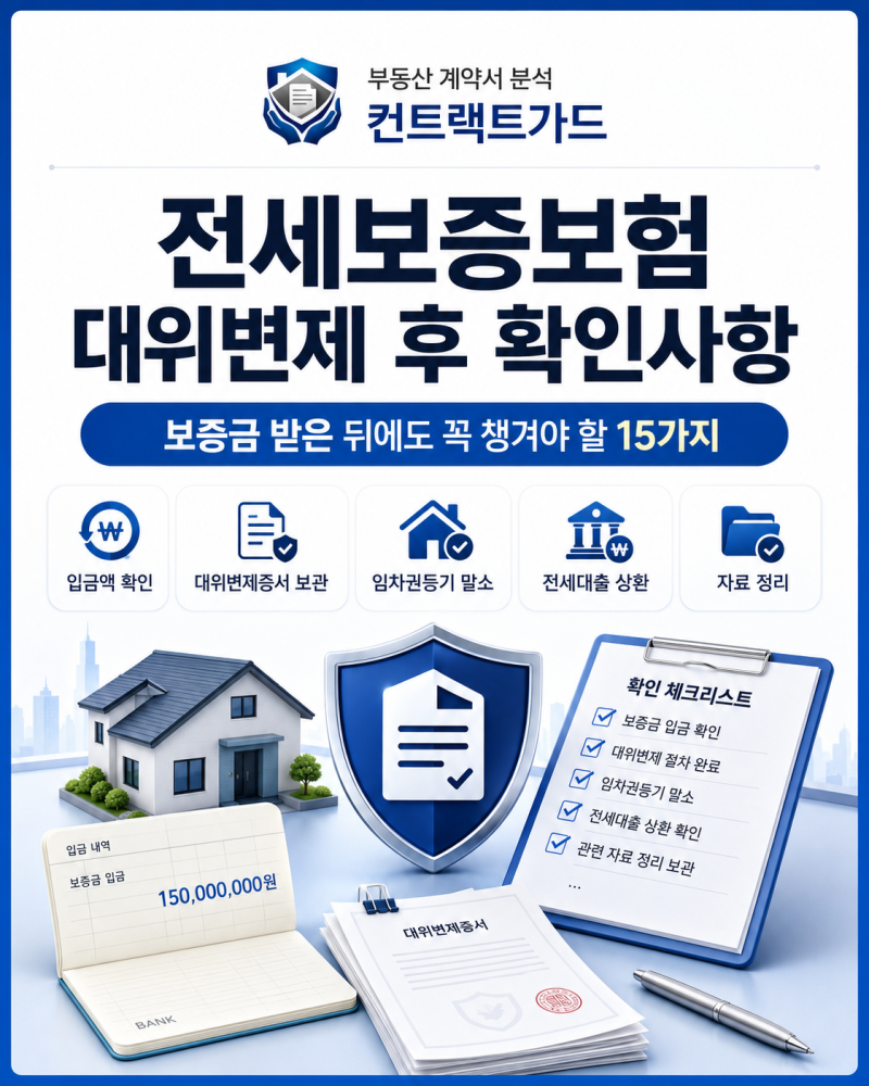 전세보증보험 대위변제 후 확인사항, 보증금 받은 뒤에도 꼭 챙겨야 할 15가지