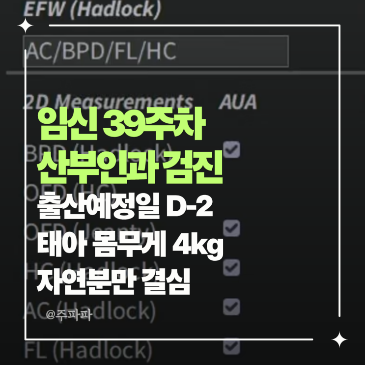 임신 39주차 <b>산부인과</b> 검진 | 출산예정일 D-2 태아 몸무게 4kg 자연분....