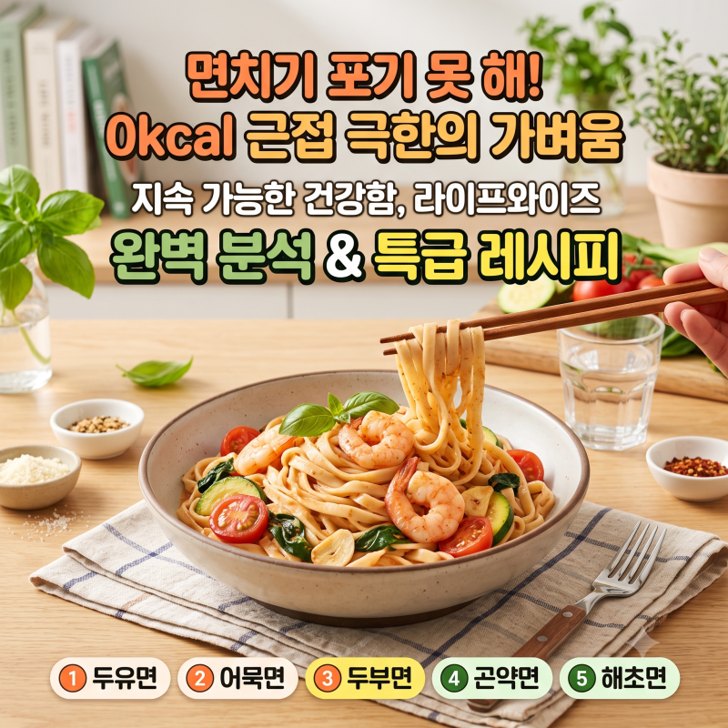 면치기 포기 못해? 살 안 찌는 저칼로리면 5종 비교 & 감칠맛 폭발 맞춤 레시피 가이드