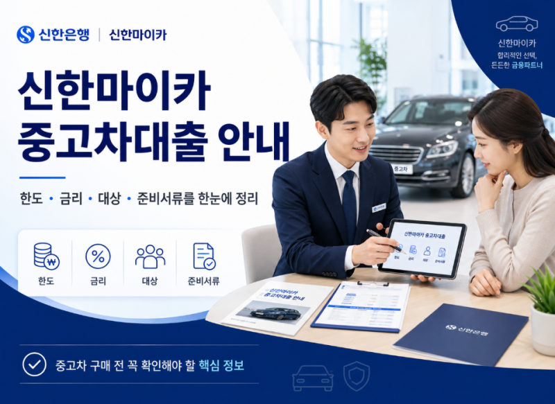 신한마이카 중고차대출 조건부터 순서, 서류, 한도까지 한 번에 정리