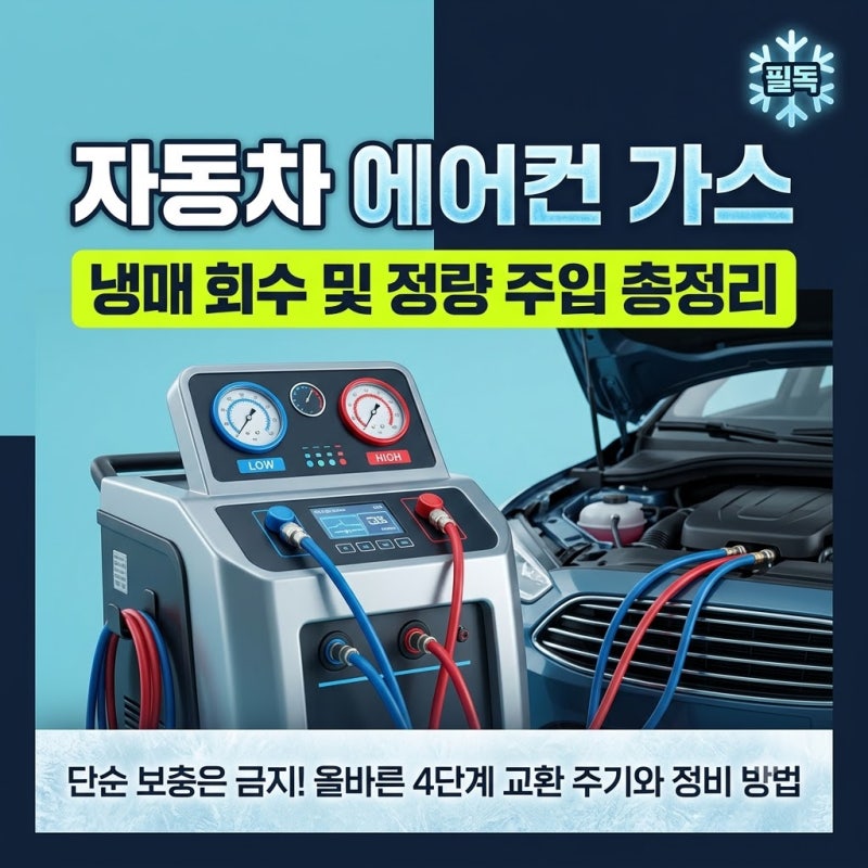 자동차 에어컨 가스 냉매회수 충전 주기와 정량 주입 정비 방법 총정리