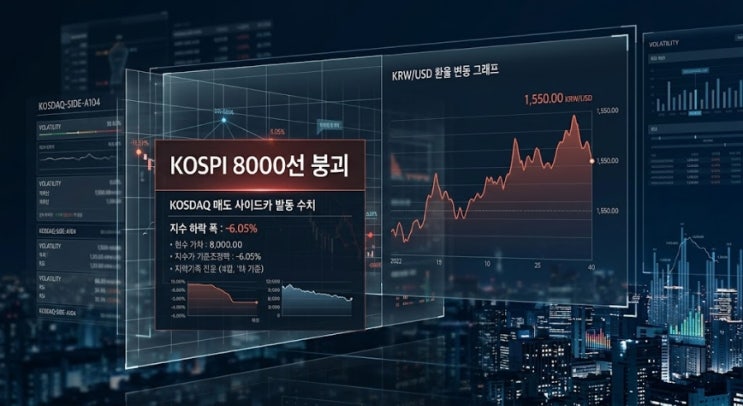 코스피·<b>코스닥</b> 연쇄 매도 <b>사이드카</b> 발동 및 증시 <b>급락</b>... 