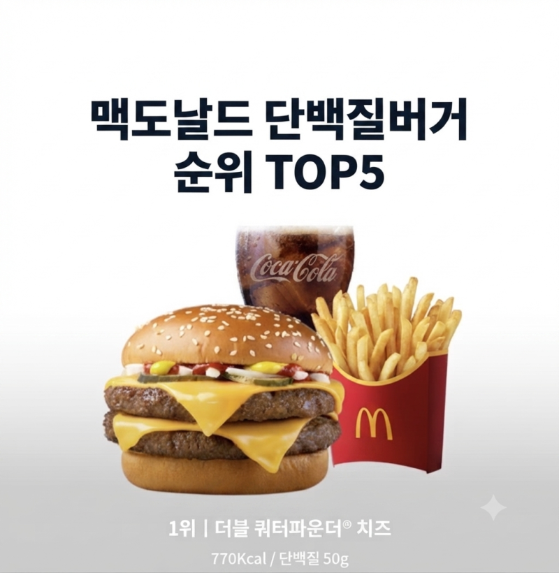 맥도날드 단백질 버거 순위 TOP5 다이어트 메뉴 추천 칼로리