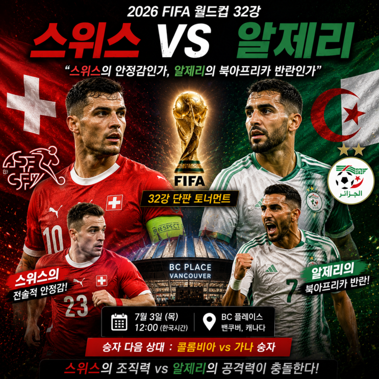 <b>스위스</b> vs <b>알제리</b>  32강 프리뷰 “<b>스위스</b>의 안정감인가... 