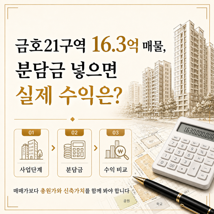 [재개발]금호 21구역 16.3억 매물, 분담금 넣으면 실제 수익은?