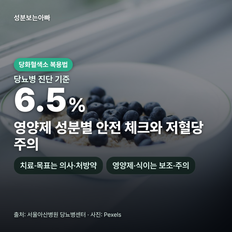 당화혈색소수치 복용법, 영양제 성분별 안전 체크와 저혈당 주의