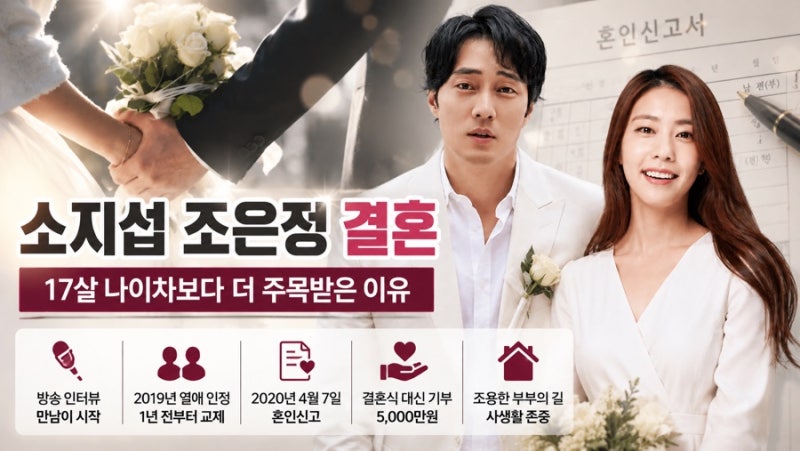 [연예계 소식] 소지섭 조은정 결혼 재조명, 17살 나이차보다 더 주목받은 이유