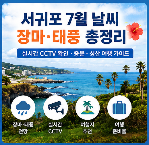서귀포 7월 날씨 장마·태풍 전망｜중문·성산 여행 가이드 (실시간 CCTV 확인)