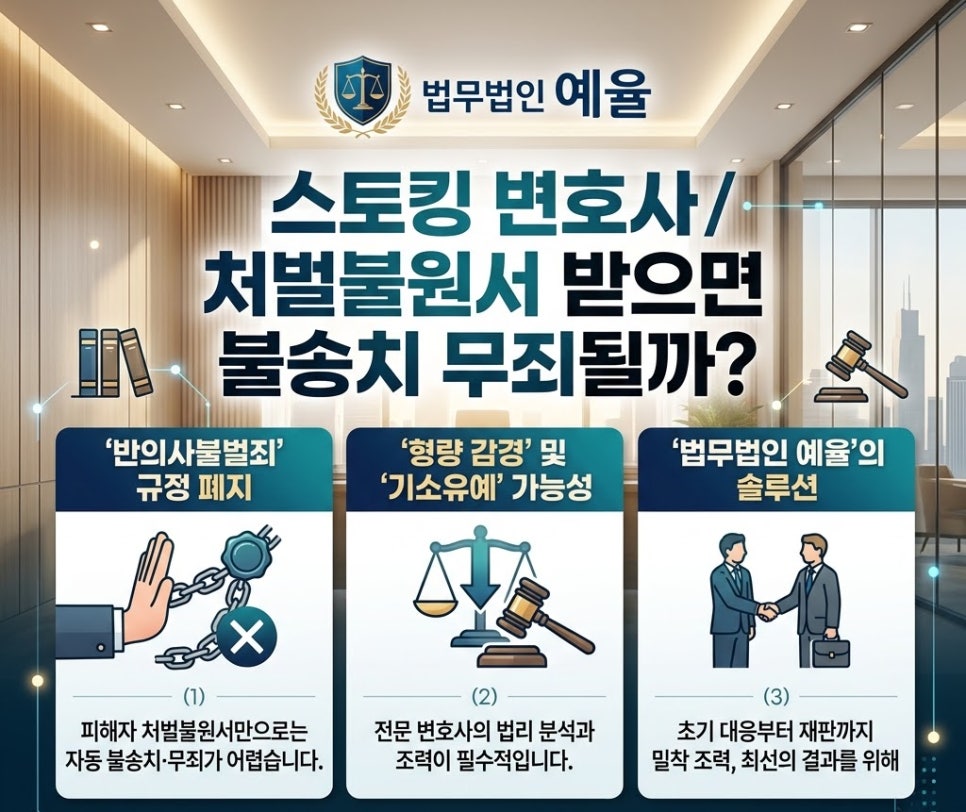 스토킹변호사 처벌불원서 받으면 불송치 무죄될까?