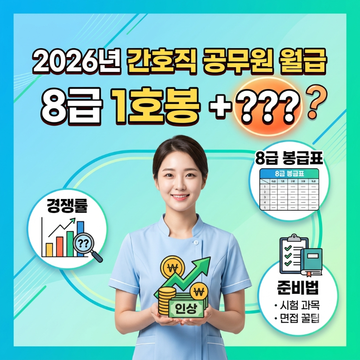 간호직 공무원 월급, 2026년에 얼마나 올랐을까요? (8급 봉급표·경쟁률·준비법)